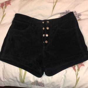 rag & bone 100% leather shorts black suede
